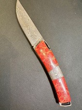 Couteau d'Exception Le Thiers® Gentleman Damas corail rouge