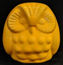 Ceramic Yellow 4 1/2" Whimsical Owl Bird Figurine Piggy Bank 
