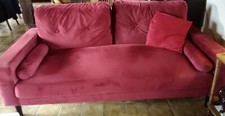 Banquette non convertible tissu velours couleur rouge 1m80