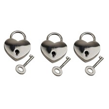 Lot de 3 mini cadenas en forme de cœur avec clé pour boîte à bijoux et