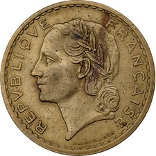 Monnaie, France, Lavrillier, 5 Francs, 1939, TTB, Bronze-Aluminium, Gadoury:761