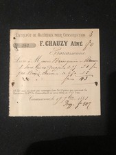 petite facture,matériaux pour construction, f chauzy ainé, carcassonne