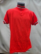 Maillot vélo tricot vintage cycliste rouge coureur randonneuse shirt france made