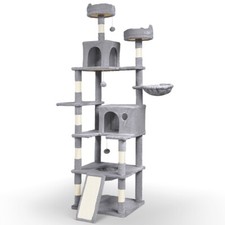 VOUNOT Arbre a chat Geant 6 niveaux avec griffoir grattoir 215 cm gris