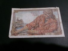 Billet de banque de France 20 francs Pêcheur 1942.