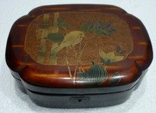 Ancienne BOITE publicitaire  COFFRET laqué décor oiseau JAPON chocolat KLAUS