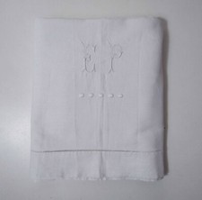 ancien drap blanc monogrammé