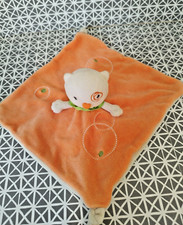 Doudou plat chat orange beige