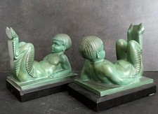 Serre Livres ART DECO C. CHARLES Faunes Fonte D’art 1930 Era Max Le Verrier