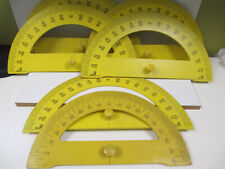 LOT de 6 ANCIENS RAPPORTEURS EN BOIS JAUNE YELLOW SCOLAIRE ECOLE CLASSE VINTAGE