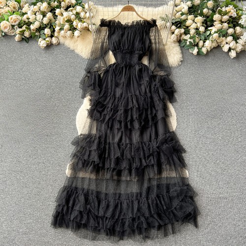 Robe tulle maille volant - robe,