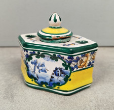 ENCRIER Ceramique FAIENCE Aladin France Ecriture Encre Porte-Plume Decor E35