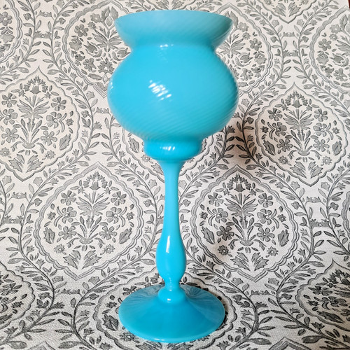 Vase coupe opaline bleue - vase,