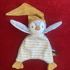 ?? Doudou Oiseau Pingouin Tape À L'oeil TAO Jaune Moutarde Zigzag TTBE
