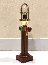 Lampe marine victorienne en laiton et bois - poste/monture/vrac ancien fait main
