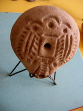 LAMPE A HUILE ANTIQUE  DECOR CHOUETTE  AVEC SOCLE EXPO