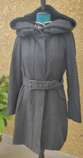 zara basic manteau gris avec laine grand capuche grand col L