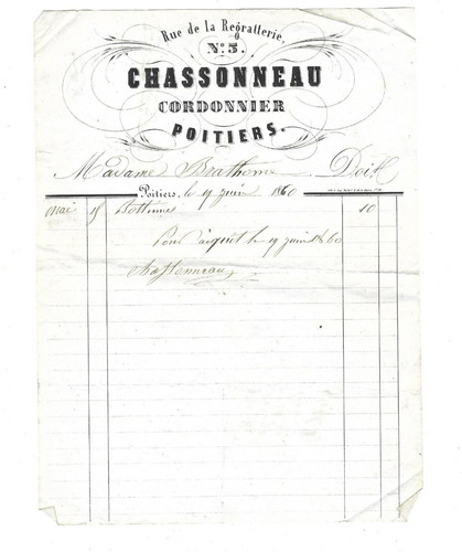 Facture magasin cordonnier - facture,