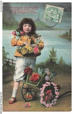 AUAP8-0617-ENFANTS - Fillette et pousse-pousse