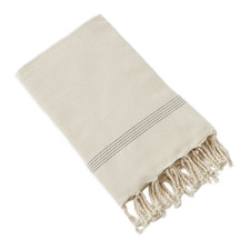 Fouta avec franges 100x200 cm Coton tissé teint ULYSSE Ecume