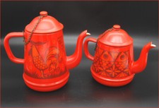 CAFETIERE /TEHIERE EN TOLE EMAILLEE ROUGE  LOTS DE 2 Articles  VINTAGE   