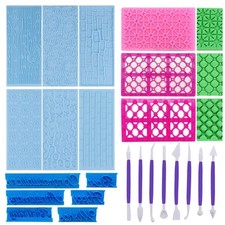 23 PCS Embosseur Pate a Sucre pour Gâteaux 14 Différents Motifs Tapis D'impre...