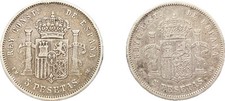 #F4902 Espagne : Lot 2 x 5 pesetas 1878 et 1879 - Alphonse XII - Argent 49,75 g