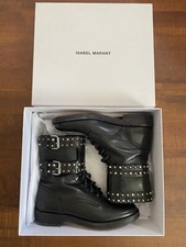 Bottines bikers rangers Isabel Marant cuir noir et studs -  T. 38 Boots Teylon