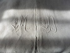 ANCIEN DRAP CHANVRE 2 X 2,6"MD"COUTURE OURLETS MAIN USAGÉ REPRISE FIN 1800