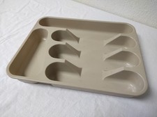 Range couverts en plastique beige 33 x 26 cm