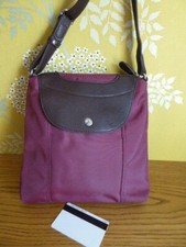 Petit Sac pochette sacoche ARTHUR & ASTON toile bordeaux et cuir PARFAIT ETAT