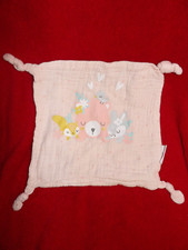 Doudou Plat Vert Baudet Lange Rose Motif Ours Lapin Ecureuil