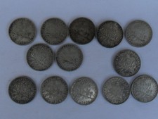 France , lot de 13 pièces 2 francs Semeuse , argent entre 1898 et 1910