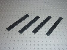 4 x LEGO Plate 1x8 Black Réf