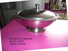 ANCIEN PLAT LEGUMIER , SOUPIERE REMY LETANG INOX 18/10 TBE