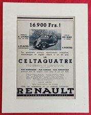 Publicité de Presse: Automobile RENAULT La CELTAQUATRE   1934