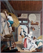 EROTISME -COUPLE SURPRIS dans leurs ÉBATS AMOUREUX -Planche couleur (de Sergent)