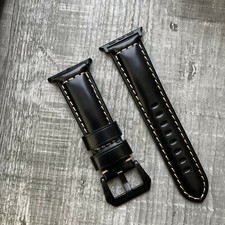 Pour Apple watch Ultra Séries 10 9 8 7 49/46/45mm Noir Verni Cuir Montre Bande