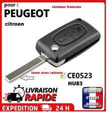 Cle Coque Clef Boitier compatible Peugeot Citroen 207 307 308 407 CE0523 HU83