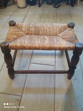 Repose pied rustique Bois et  Paille Vintage 1950/1960