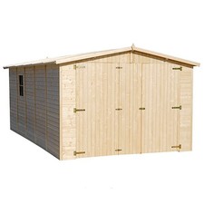 GARAGE en Bois Naturel - H222x516x324 cm/15 m² - TIMBELA M101