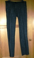 PANTALON Femme écossais marron gris fil brillant argent - taille 40 - zippée