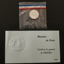 PIEFORT 5 CENTIMES MARIANNE ARGENT 1980 FRANCE 820 Ex. (Avec certif/Sans cof)