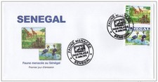 Sénégal 2015 FDC enveloppe 1er jour Faune Animaux Menacés éléphant Oiseau Girafe