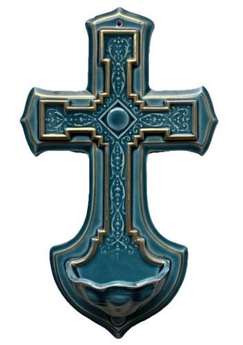 Sarreguemines bénitier croix - sarreguemines,