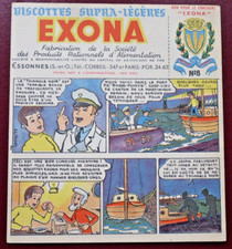 BUVARD - BISCOTTES EXONA - N° 8 - MER, BÂTEAU COMMANDANT ILLUSTRATEUR J.L. PESCH