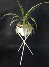 porte plante métal design fer forgé blanc tripode + pot céramique vintage 70's