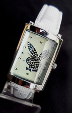 MONTRE PLAY-BOY FEMININE RECTANGULAIRE BOMBE A ANTI-REFLET,NEUVE,TB FONCTIONS