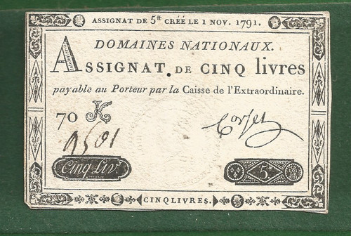 Assignat livres 1er nov 1791 - assignat,