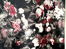 Grand Châle Noir Fleur Rose Bordeaux Blanc 88 x 90cm Neuf